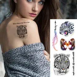 19*9 см временные татуировки наклейки Разноцветные перья Тигр Бабочка Водонепроницаемый цветок грубой боди-арт Набор татуировок для женщин