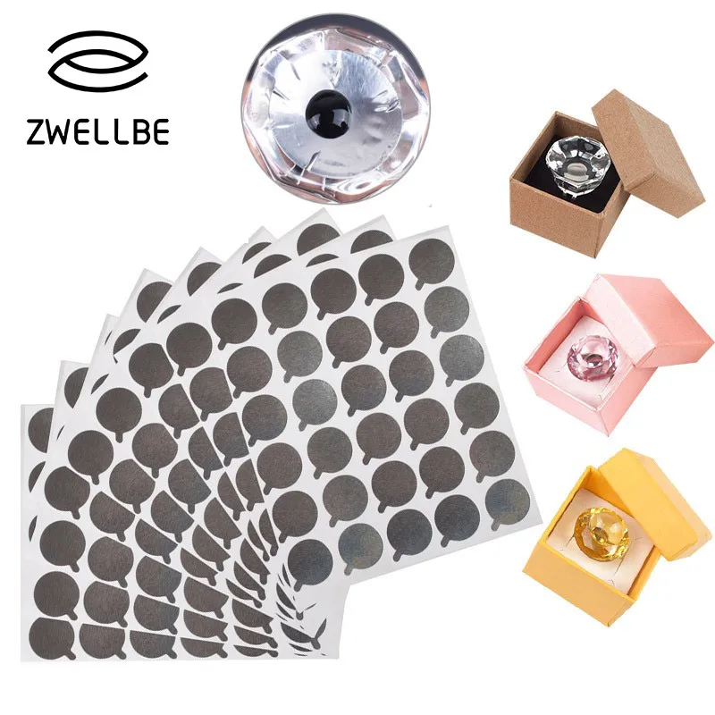 

Adjustable Crystal Glue Ring With 300pcs Glue Holder Pallet Adhesive Stickers For Grafted Eyelash Extension Set Makeup Tool