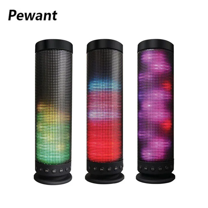 

Pewant Wireless Bluetooth Speaker Portable LED Lights Surround Stereo Sound Music Center Support AUX TF Card For Xiaomi Huawei