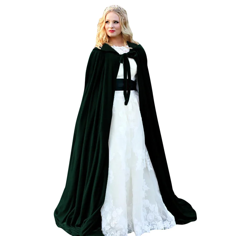 2019 New Halloween Hooded Cloak Velvet Witches Princess Death Long Cape ...