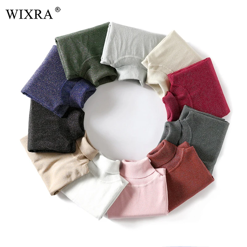 Kaufen Wixra Frauen Winter Frühling Alle basis Spiel Rollkragen Pullover Schlank Elastizität Pullover Einfarbig Frauen Kleidung