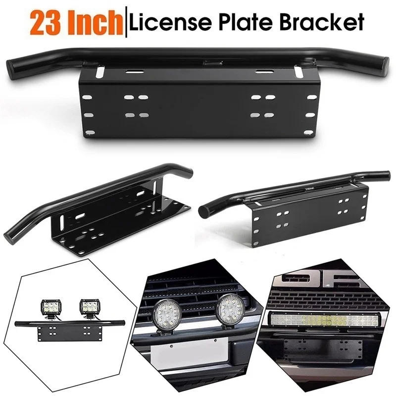 

23 Inch Front Bumper License Plate Mount Bracket Holder Bar For Fog Working Lamp Available in black and Silver