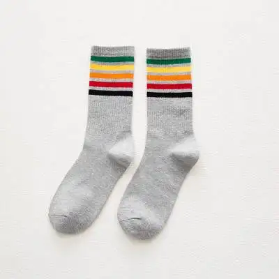 2 Harajuku, мужские носки, зимние, унисекс, хлопковые, радужные, полосатые носки, повседневные, уличные, для скейтборда, модные, теплые, рождественские, спортивные, дышащие - Цвет: 2