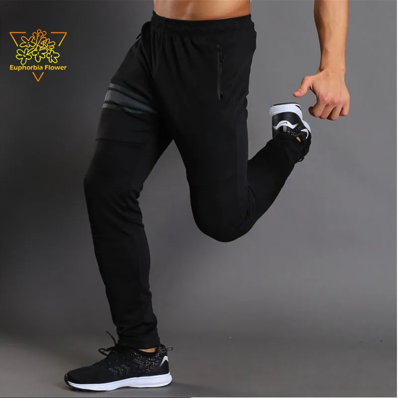 JSN203 спортивные мужские штаны для бега с двумя карманами на молнии с молнией, штаны для бега, футбольного зала, фитнеса, штаны для тренировок
