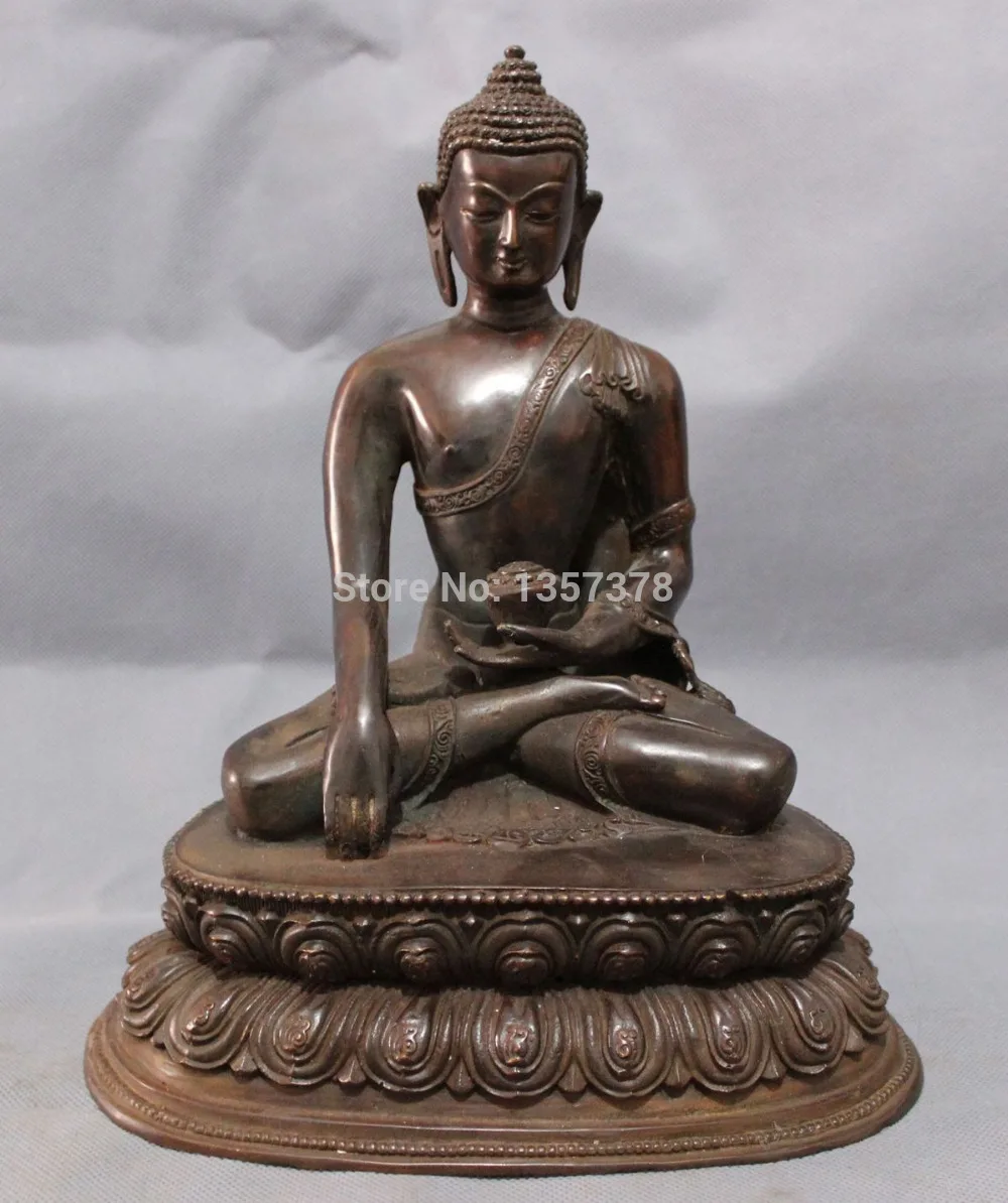 

shitou 001011 11" Tibet Bronze Buddhism Joss Shakyamuni Sakyamuni Buddha Bowl Statue Sculture