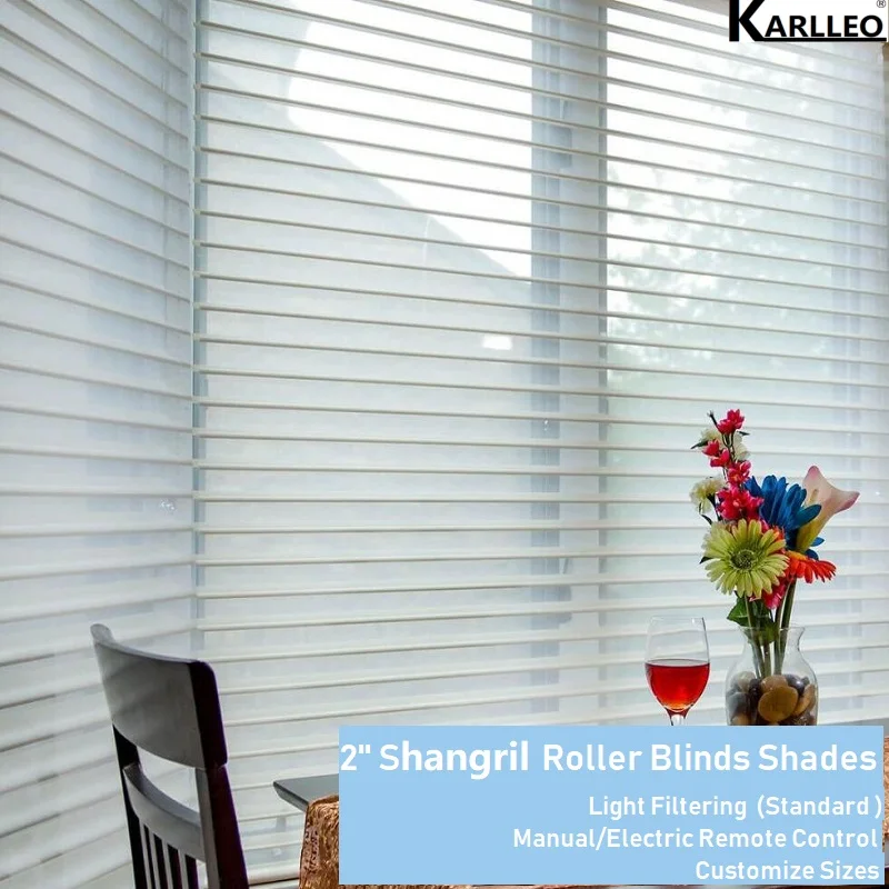 

Manual/Electric 2'' Shangrila Roller Blinds Sheer Shades Curtain Customize size