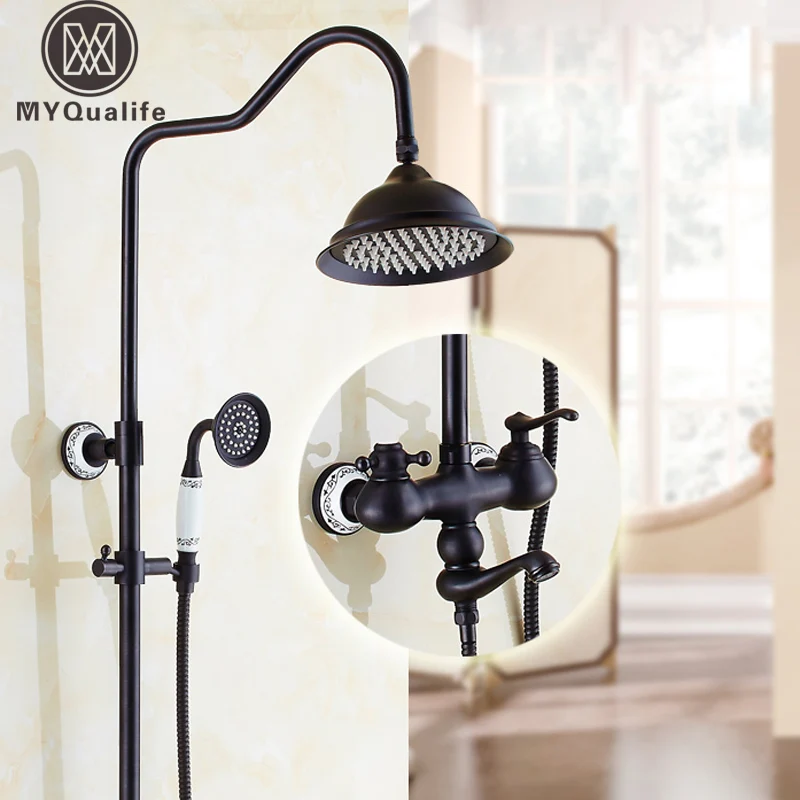 Euro Style Luxury Shower Set Bathroom Single Handle Rainflal Brass