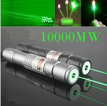 

Super Powerful! 100000m 100w LAZER Flashlight Green laser pointers 532nm Burn Matches & Light Cigarettes+charger+gift box