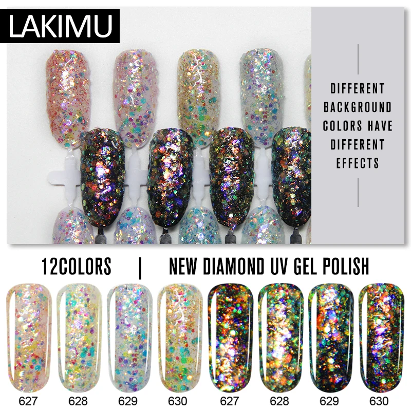 

LAKIMU Gellak Nail Art French Manicure Gelpolish Diamond Sequins Shimmer Nail Glitter Vernis Semi Permanent UV Gel Nail Polish