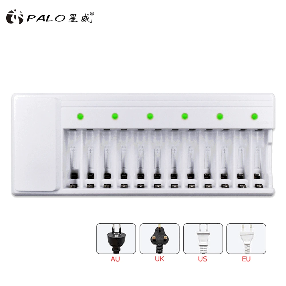 

PALO Universal Charger 12 Slots LED Display Smart Intelligent Battery Charger for AA / AAA NiCD NiMH Rechargeable Batteries