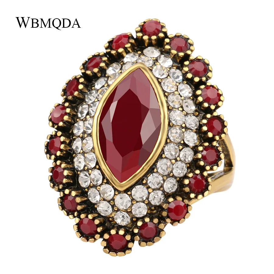 

2018 Fashion Vintage Ring Jewelry Party Retro AAA Resin 18 Gold Exquisite Elegance Nail Tools Rings For Woman