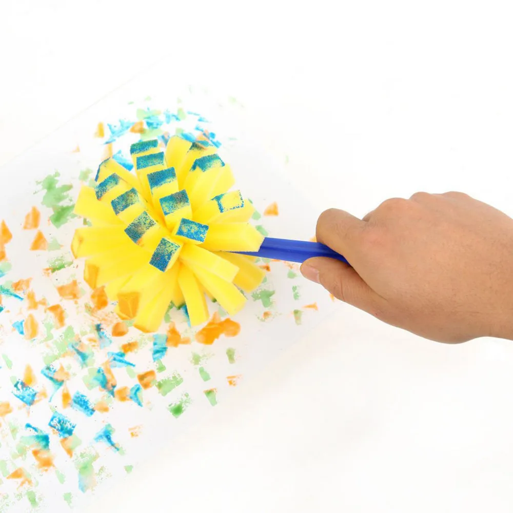 New Yellow Sponge Brush Seal Sponge Paint Brush Original Plastic Handle 