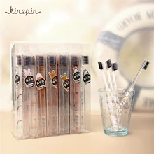 1 шт. новейшая Binchotan дорожная зубная щетка креативная портативная для здоровья с мультяшным принтом ручка мягкая щетка для волос зубная щетка с держателем