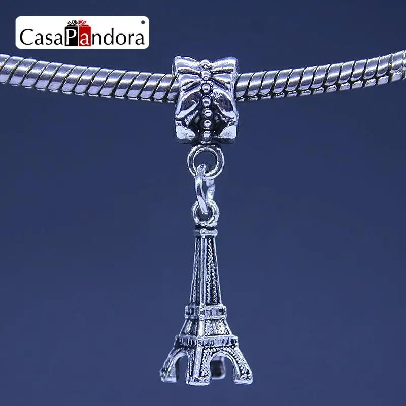 

925 Plated Tour Eiffel Tower Shape Pendant Fit Bracelet Charm DIY Bead Jewelry Making Pingente Berloque