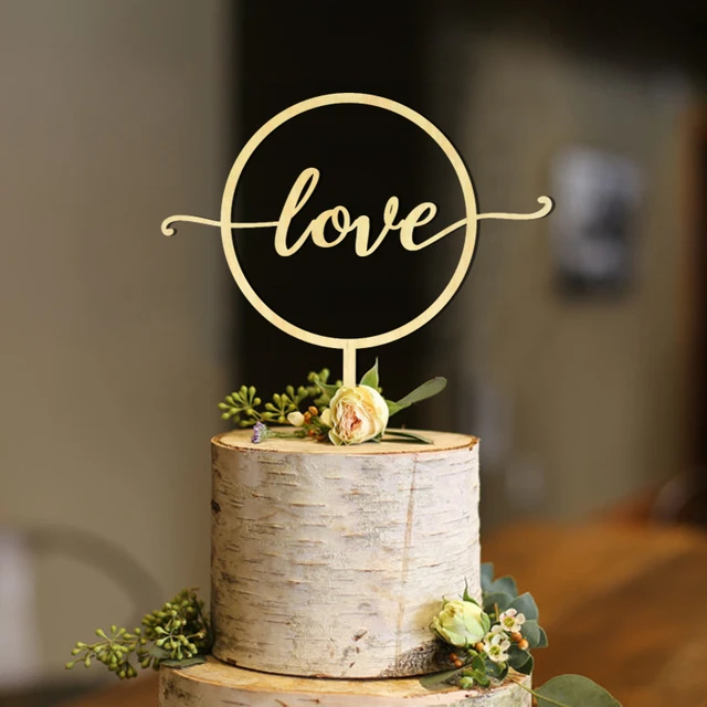 Gold Love Wedding Cake Topper