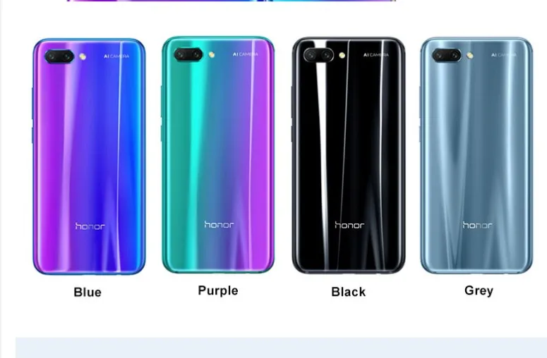 Honor 10, мобильный телефон, 5,84 дюймов, 2280x1080 p, полноэкранный, Восьмиядерный, для лица, ID, NFC, Supercharge, 3400 мА батарея мобильного телефона