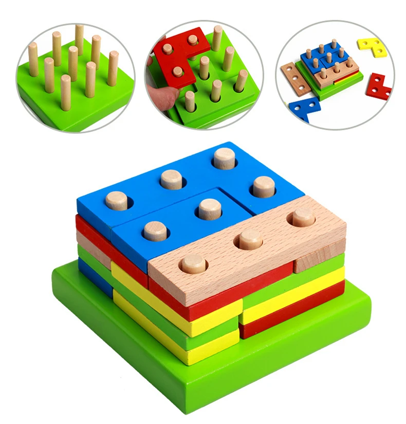 Детские деревянные игрушки montessori образования Форма игрушки в виде геометрических фигур развивающая доска преподавания опираясь матч