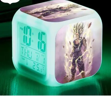 Dragon Ball детские часы светодиодный Будильник украшение дома reloj despertador 7 цветов флэш цифровые часы - Цвет: Серебристый