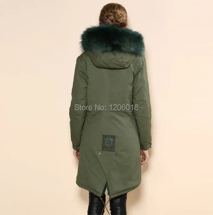 Новая Мода натуральный мех пальто для женщин, большой зеленый воротник меховое пальто; парка, поставщик фабрики цена