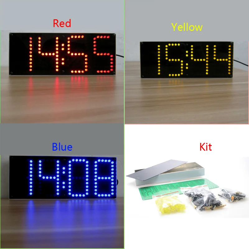 Синий/красный/желтый экран светодио дный часы электронные DIY Kit алюминиевый чехол и акриловый чехол