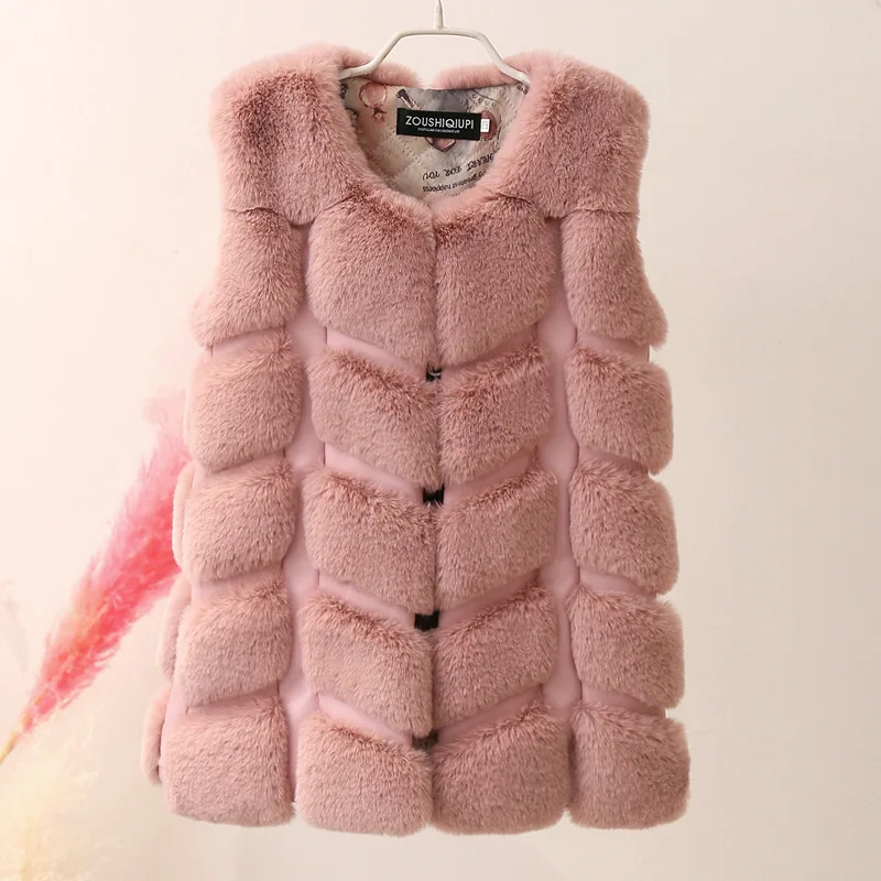 Girls Faux Fur Jackets And Coat Rabbit Fur Toddler Outwear Coat Autumn Winter Kids Thicken Warm Vests&Waistcoat Dwq399