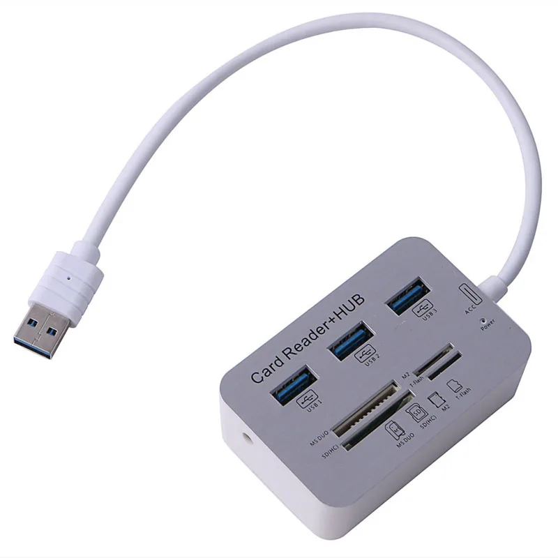 Portable Card Reader 3 Port Aluminum USB 3.0 Hub With MS SD M2 TF Multi