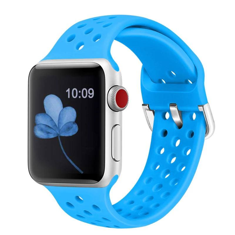 Совместимый резиновый ремешок для Apple Watch 4 5 40 мм 44 мм мягкий силиконовый спортивный дышащий ремешок для iWatch серии 5 4 3 2 1 38 мм 42 мм - Цвет ремешка: Color 12