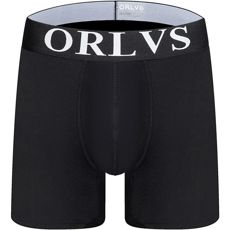 ORLVS, мужское нижнее белье, боксеры, хлопок, мужские шорты, дышащие, одноцветные, мужские шорты, боксеры, мужские трусы, удобные боксеры, трусы для сна - Цвет: Черный