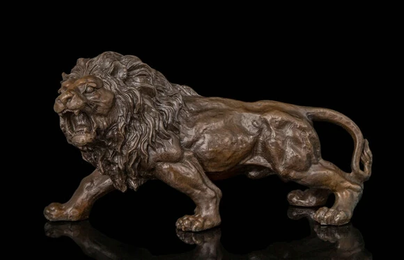 

JP S1150 Art Deco Sculpture Male Lion Africa Animal Bronze Statue