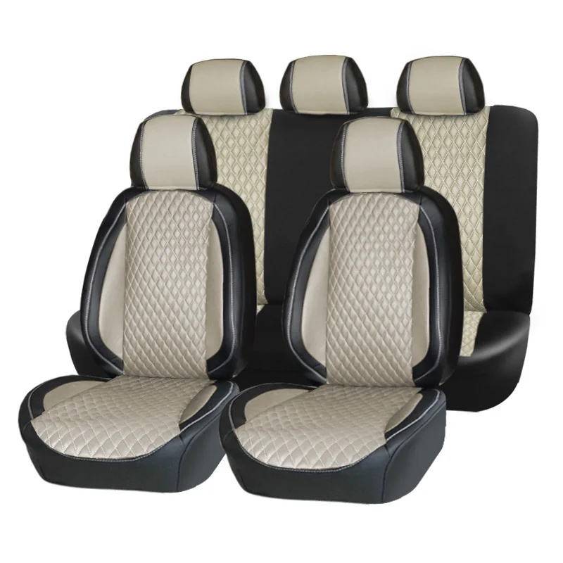 BEIGE 1 SET AUTOROWN Модельные чехлы для Toyota Camry XV 30 40 50 55 70 Четыре сезона Кожаные чехлы на весь салон Водонепроницаемые чехлы для машины Чехлы для Тойота Камри - Название цвета: BEIGE 1 SET
