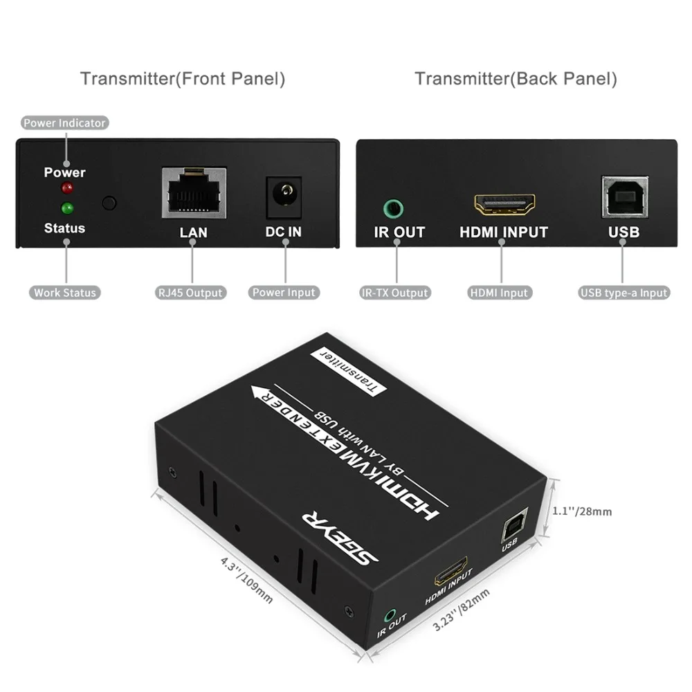 100 м 120 hdmi-удлинитель Протокола по локальной сети с ИК-пульт дистанционного управления HDMI, Овер-Cat5e/Cat6/Cat7 кабель Ethernet до 120 м удлинитель KVM HDMI