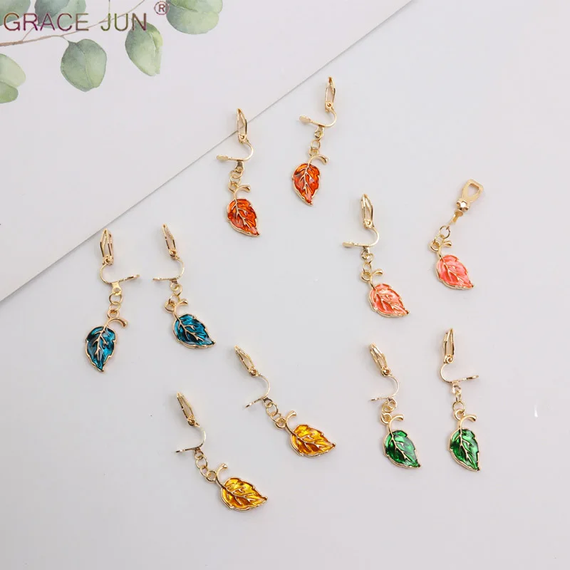 

GRACE JUN Small Leaf Clip on Earrings for Women Girl Party Fashion No Pierced Cuff Earrings Luxury Jewelry Accessory Wholesale