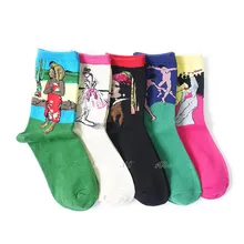 Зарубежные картины маслом в мире европейских Ретро женские носки в трубке универсальные calcetines женские носки