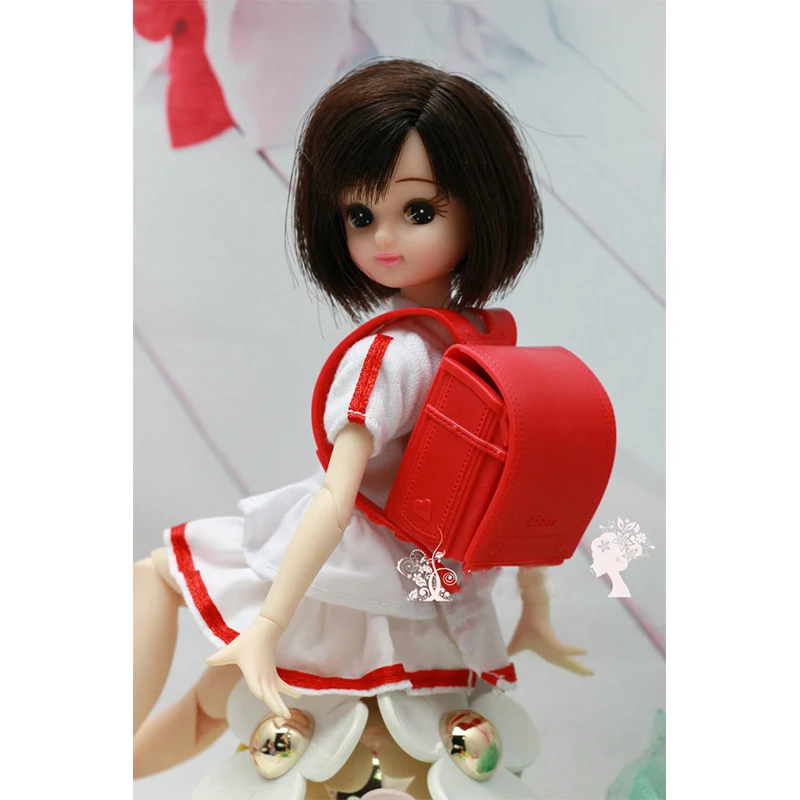 (Jimusuhutu) Original 6Pcs School Satchel Doll Accessories for Blyth Barbie Dollhouse Best Gift Toy for Girl Doll Furniture Book