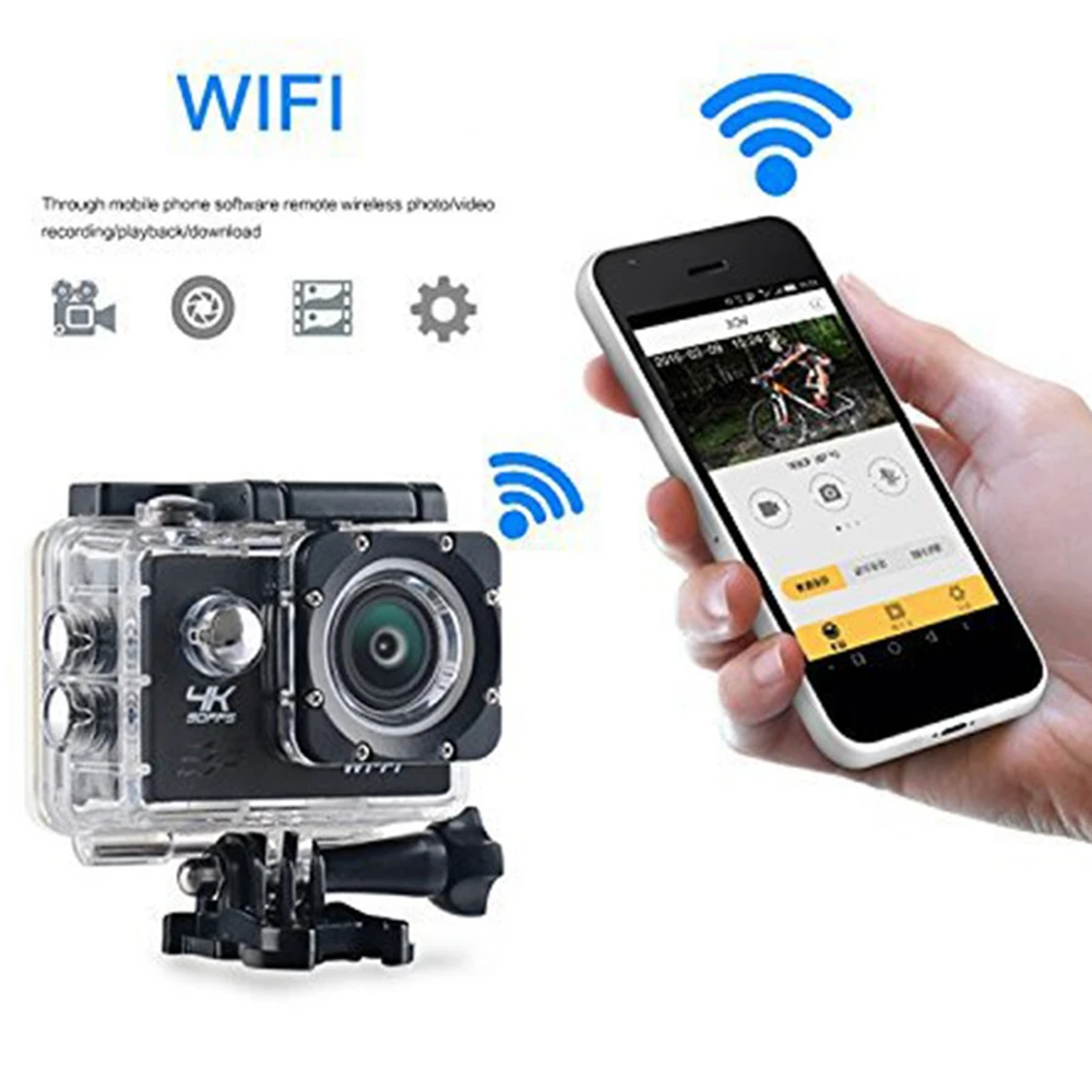 

Wireless WiFi4K sports camera Allwinner V3 2.0 inch LCD screen 1080P mini sports DV 30 meters waterproof video tape