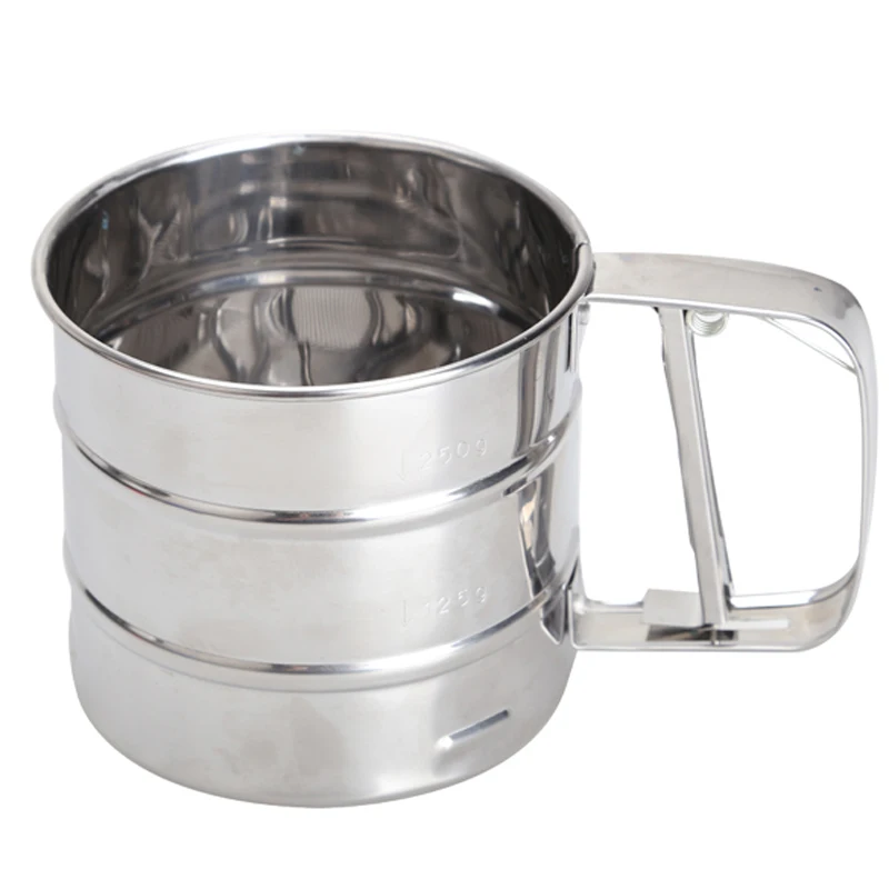 

Stainless Steel Mesh Flour Sifter Mechanical Baking Icing Sugar Shaker Sieve Cup Screen Mesh Powder Flour Sieve Baking Tools