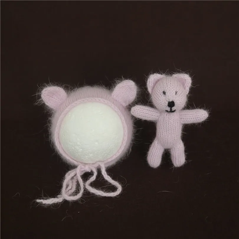 Пушистый Ангорский капот плюшевый мишка позирующая Игрушка Маленькая вязаная шапка для новорожденного Мягкая Мини позирующая кукла новорожденный реквизит для фотосъемки