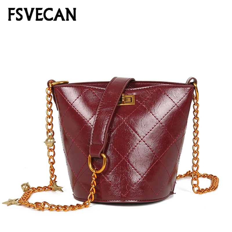 

Women Bucket Bag New Ladies Vintage Messenger Shoulder Bags High Quality Leather Chain Crossbody Bag Luxury Bolsos Mujer 2019