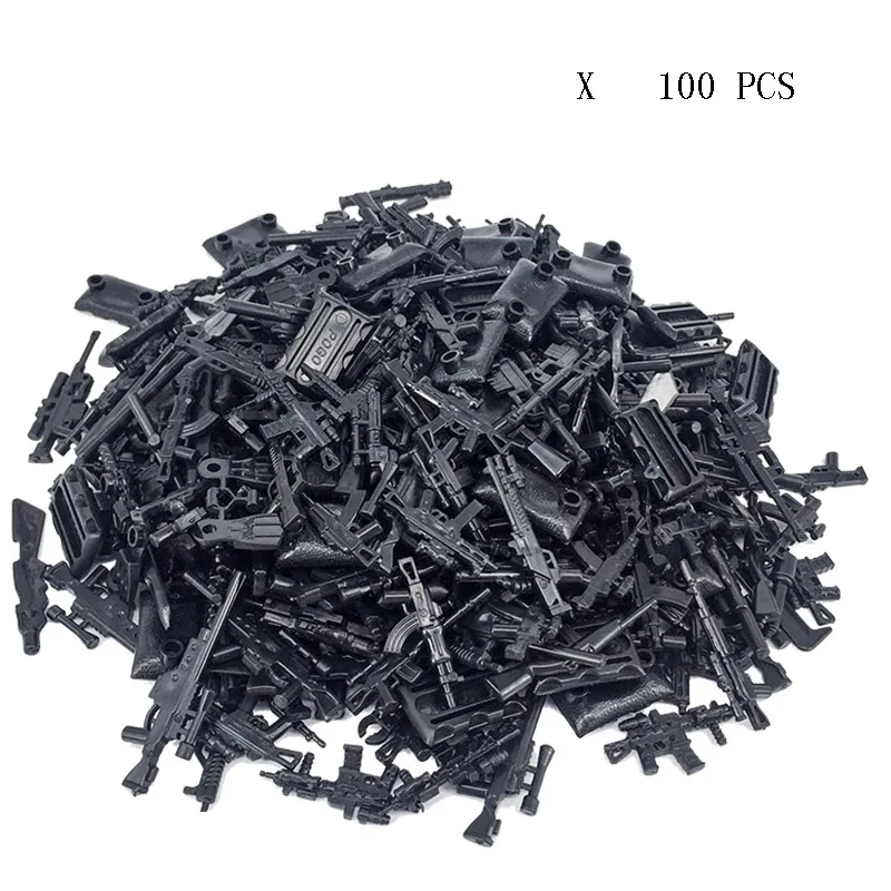 

100 PCS SWAT Police Firearms Pack Army Soldiers MOC Building Area MOC Weapons City WW2 Series DIY Toy For Compatible with Leges