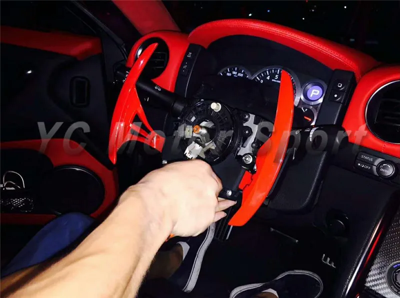 Удлиненное весло для переключения передач, пригодное для 2008- R35 GTR CBA DBA AT style(глянцевый красный) Алюминиевый Гладкий переключатель рулевого колеса