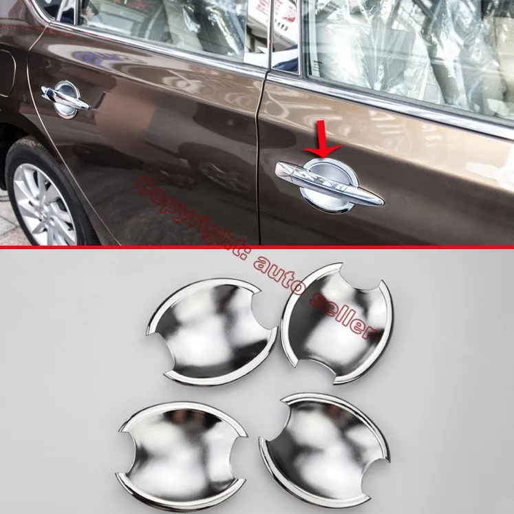 

ABS Chrome Door Bowl Trim For Nissan Sentra 2016 2017 Car Accessories Stickers W4