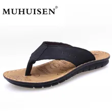 Muhuisen/мужские сандалии из кожи жаркое лето Туфли без каблуков пляжная обувь флип-флоп тапочки обувь Для мужчин повседневная обувь