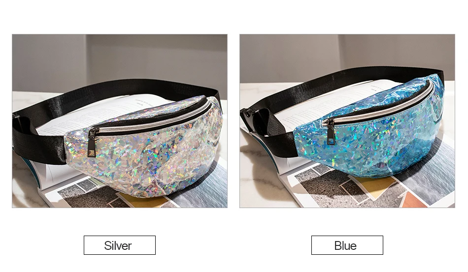 AIREEBAY Женская модная поясная сумка Голограмма поясная Сумка водонепроницаемая поясная сумка Лазерная Серебряная унисекс голографическая нагрудная сумка для девочек