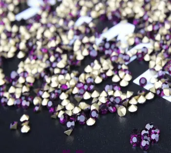 

Amethyst~1440pcs/bag ss3~ss19 Round Crystal loose pointback rhinestones,Glass glue on nail art rhinestones