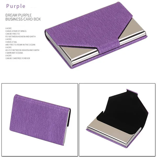 BISI GORO, стиль, для мужчин и женщин, модный держатель для карт, нержавеющая сталь, на каждый день, бизнес, выдвижной держатель для карт, креативный, разноцветный - Цвет: Purple 334