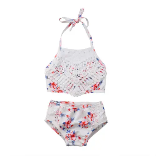 

Child Kids Baby Girls Lace Floral Bikini Set Swimwear Swimsuit Bathing Suit Sleeveless Tops Shorts 2Pcs Summer Clothes 2-5T