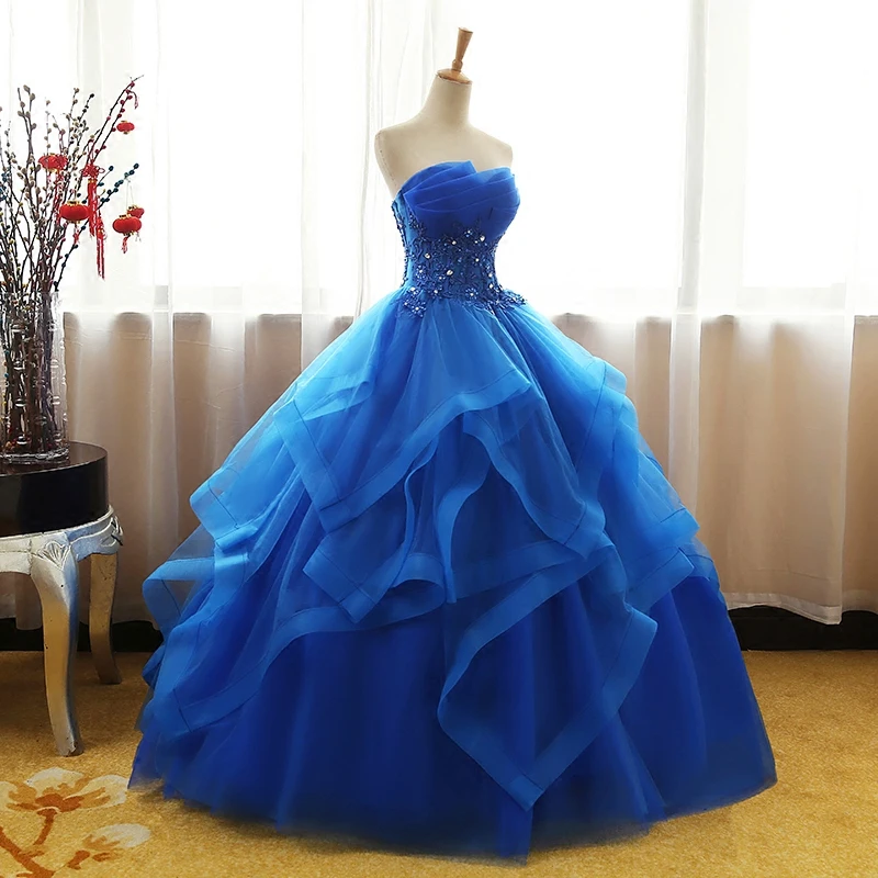 affordable wedding dresses Fashion Luxury Lace Black Blue Champagne Quinceanera Dress Ruched Crystal Organza Vestidos De 15 Debutante Gown Bohemia Princess reception dress for bride