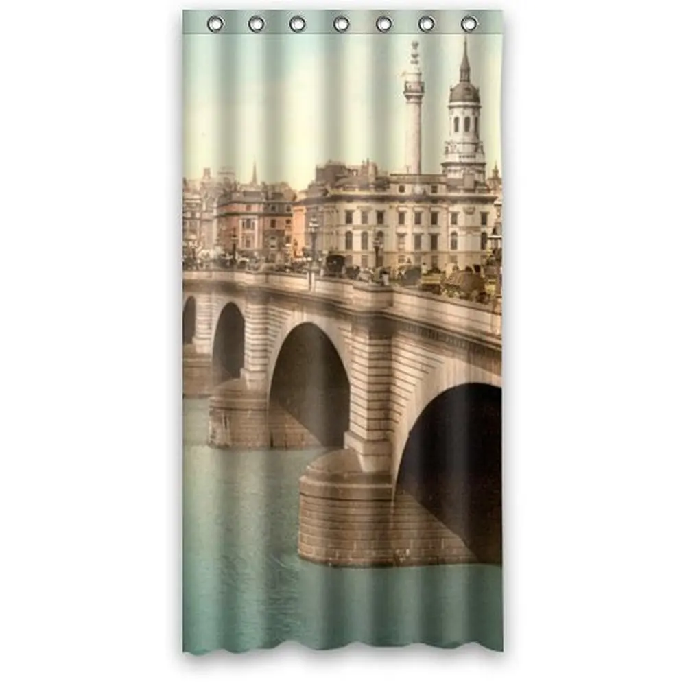 36wX72h inch Vintage London Bridge Art ed Fabric Shower Curtain