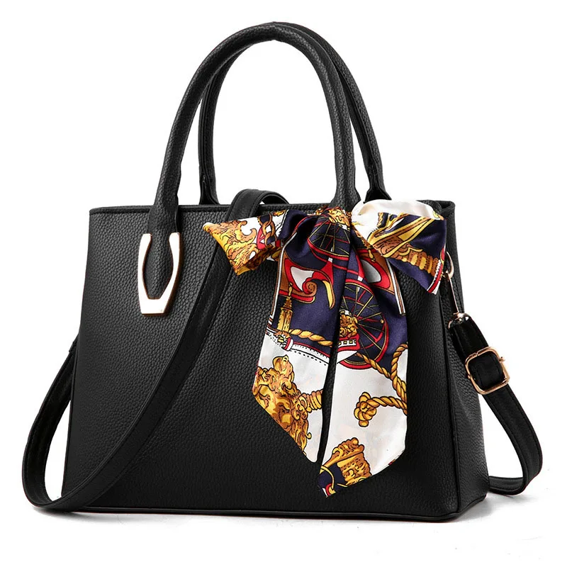 Сумка женская с шелковым шарфом Женская 2019 модная искусственная кожа litchi переносная большая сумка женская сумка на плечо женская сумка