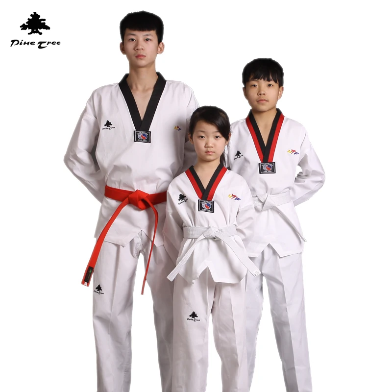 

kids adult pinetree taekwondo uniform long sleeve WTF child adult Dobok tae kwon do karate training suit competition clothes